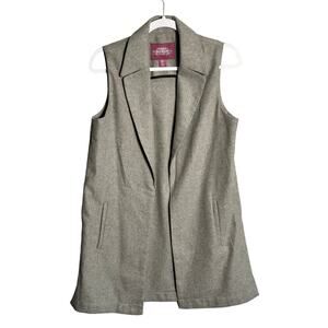 The Savile Row Co London Wool Blend Open Front Sleeveless Long Vest S minimalist